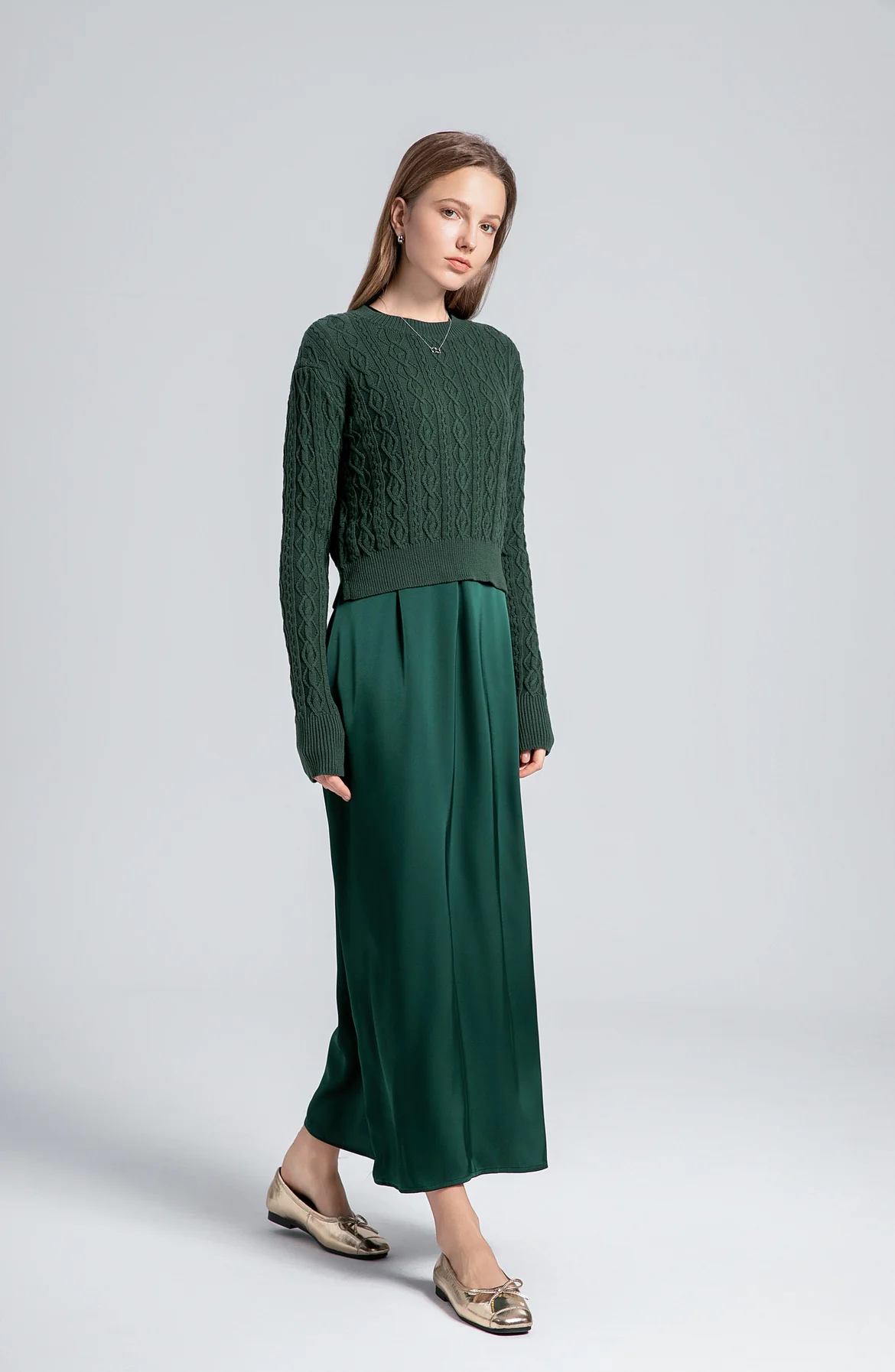 Cableknit Sweater Satin Jumper - Image 6