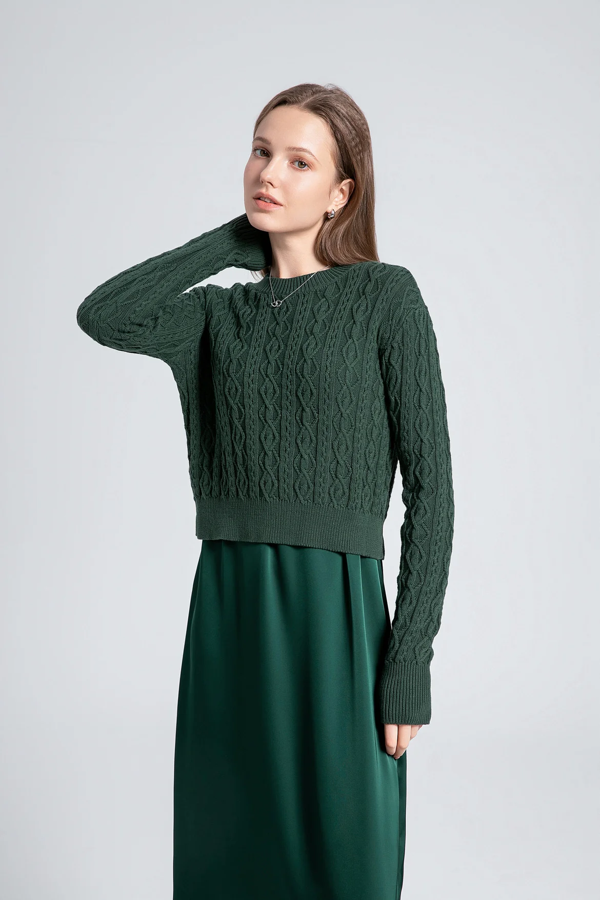 Cableknit Sweater Satin Jumper - Image 7