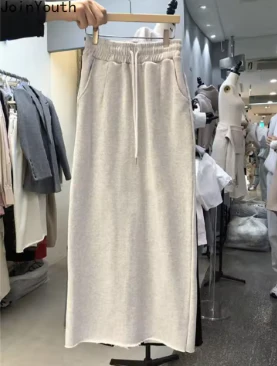 Drawstring Maxi Skirt