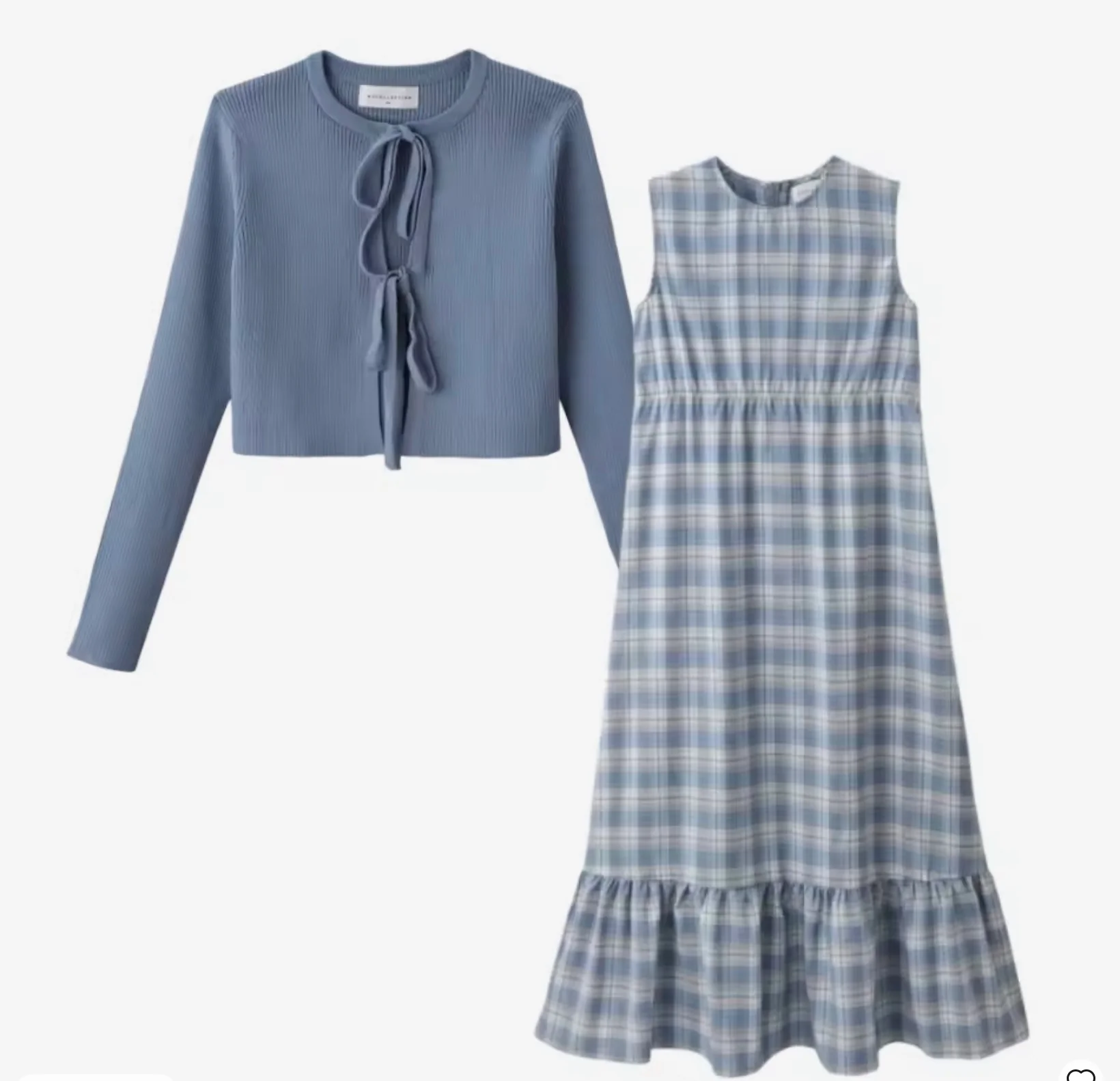 Teen Girl Knitted Blue Cardigan Set - Image 2